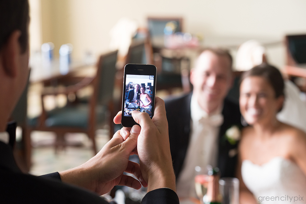 iPhone bride and groom