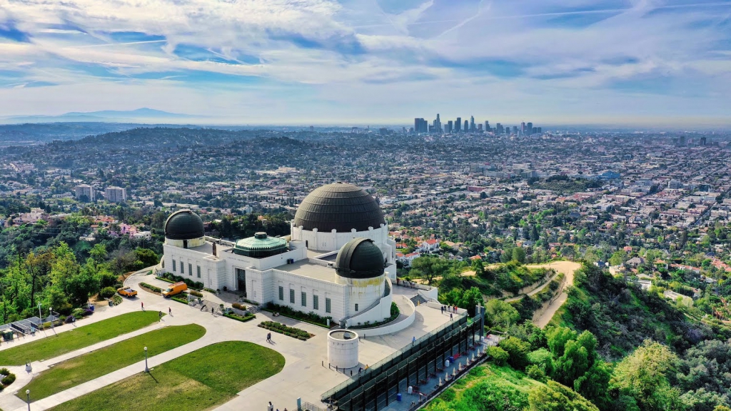 griffith observatory with the los angeles, california skyline in the background
