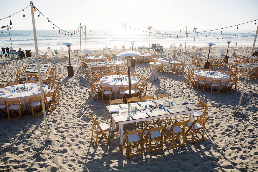 beach reception setup at lowes coronado bays resort in san diego