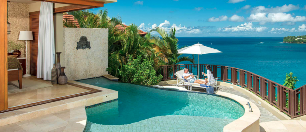 pristine beach at Sandals La Toc Resort in St. Lucia