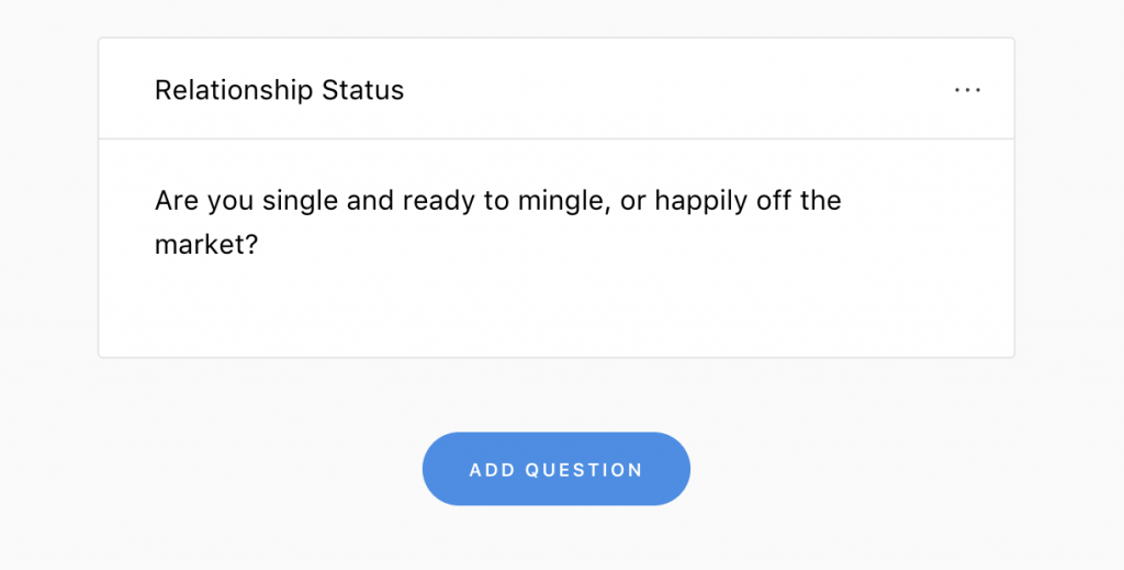 Relationship status on Joy's online RSVP tool