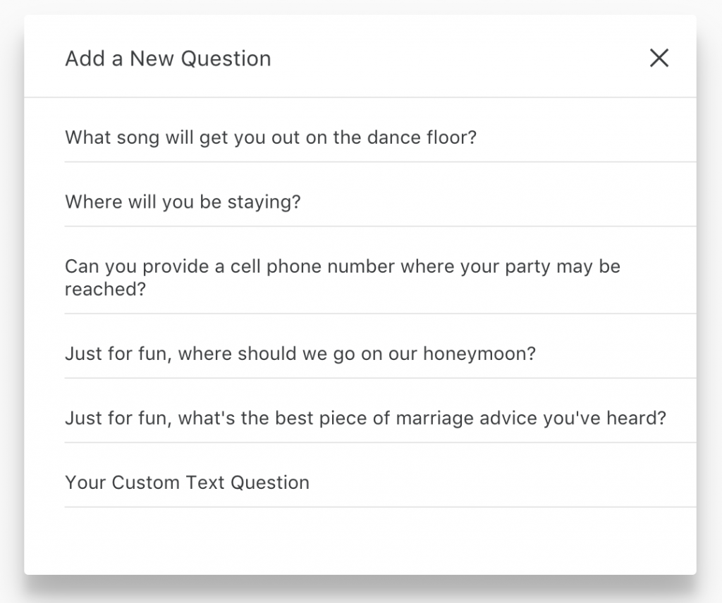 Add a New Question: Joy's online RSVP tool