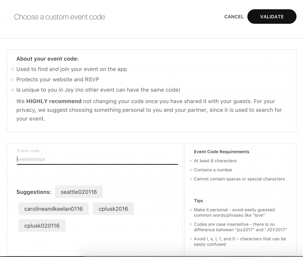 change event code
