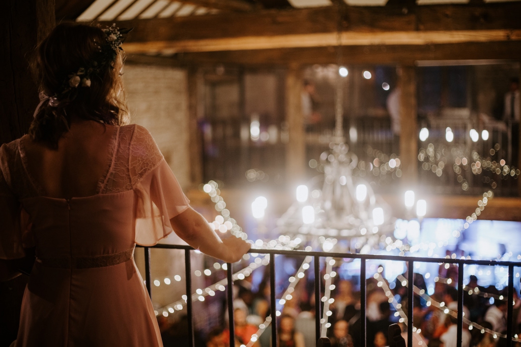 woman at wedding venue reception