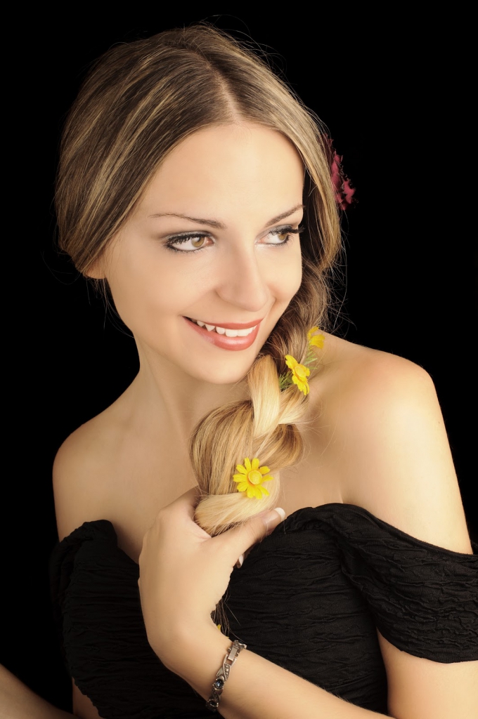 Side Braid With Flowers