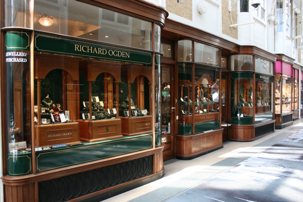 wooden storefront of a jewelry shop