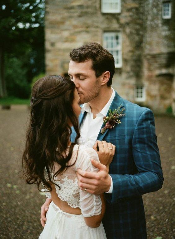 plaid suit fall wedding style groom