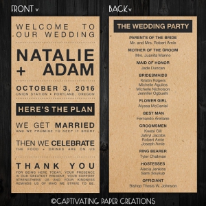 urban wedding program idea