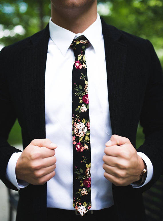 floral tie fall wedding groom attire