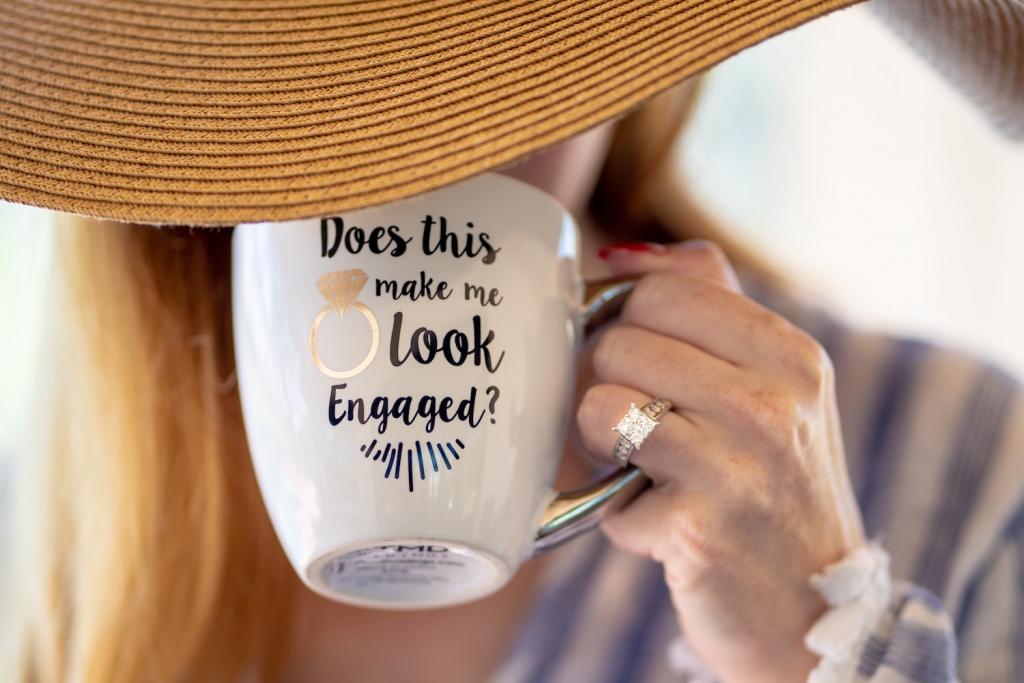 engagement announcement on a cup