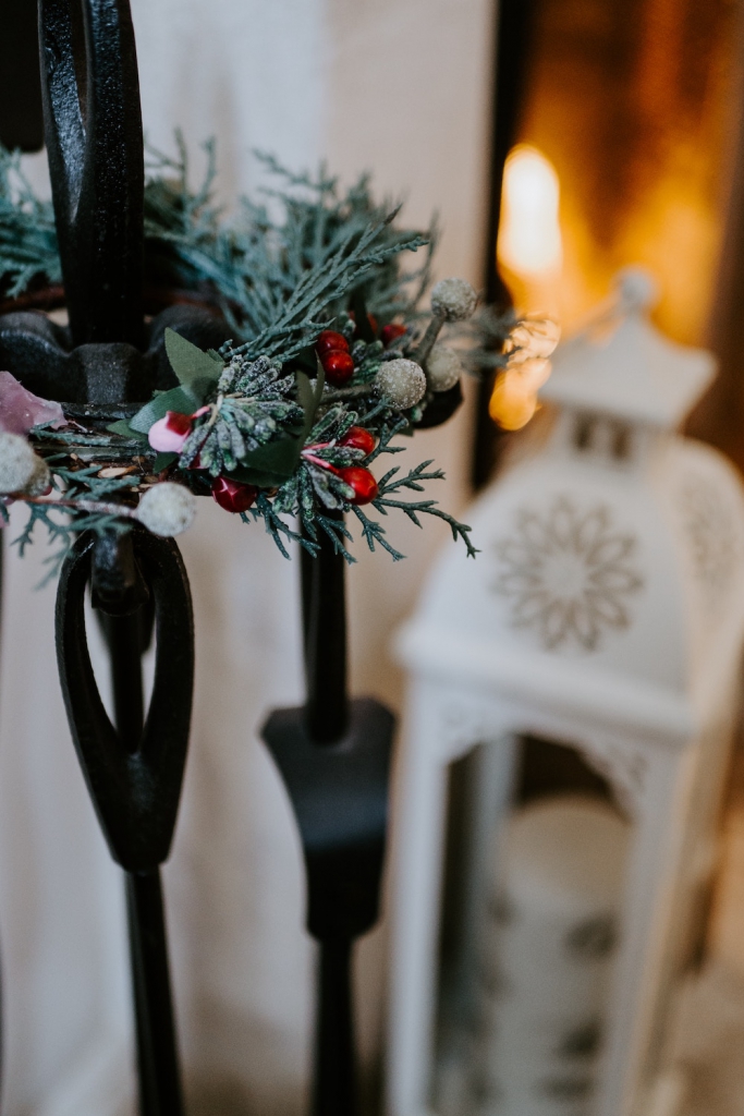 silver brunia on mini christmas wreath