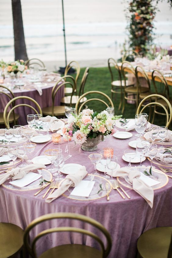 Mauve and gold are popular spring wedding colors