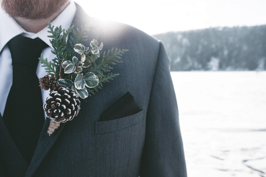 Pine cone winter boutonniere