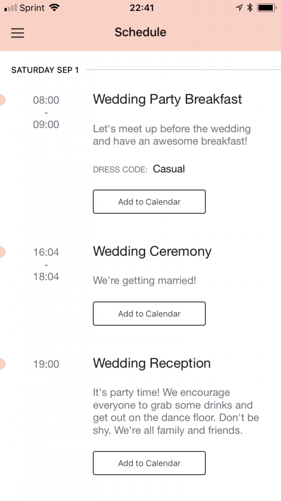 schedule app view