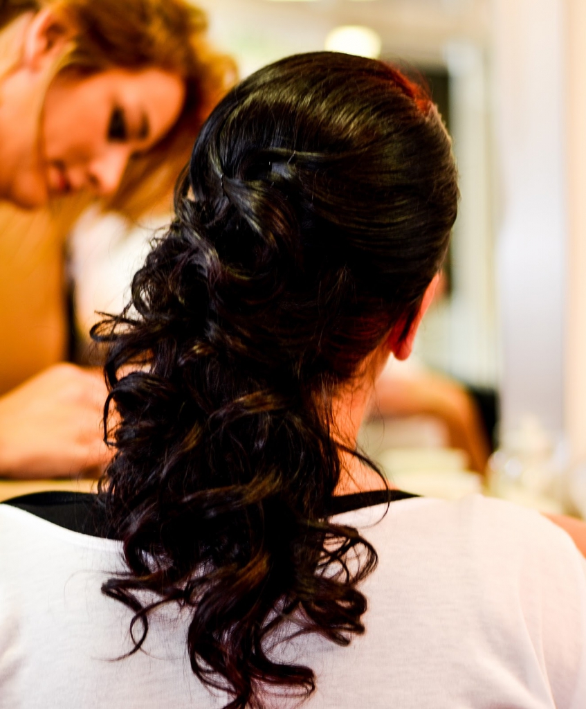 Bridesmaid Hairstyles: Curly Side Ponytail