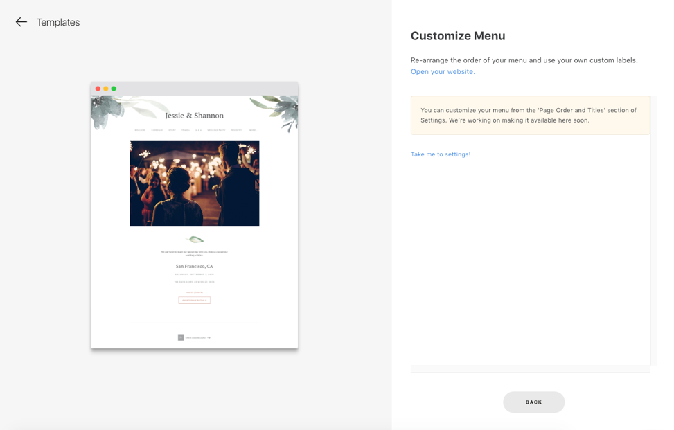 website menu